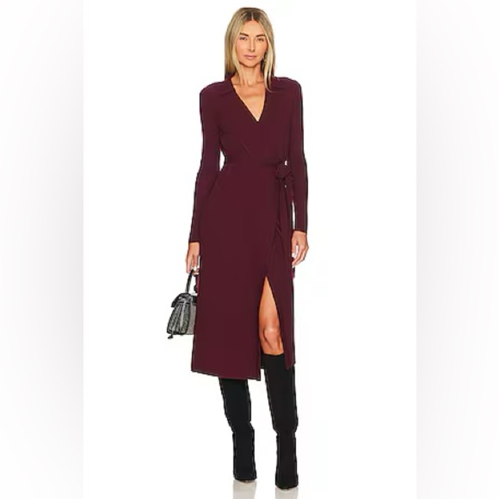 DVF Christoph wrap dress, wine pink, wool, bought last year at Revolve